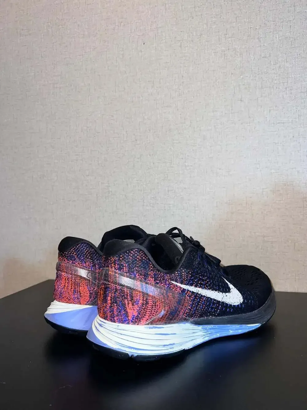 Nike LunarGlide 7 Flyknit Black Purple Women's Running Shoes Size 10 (747356-005
